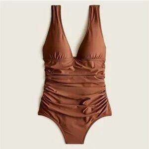 J. Crew Swim | J Crew Ruched Femme One-Piece Swimsuit In Dark Twig Brown Size 4